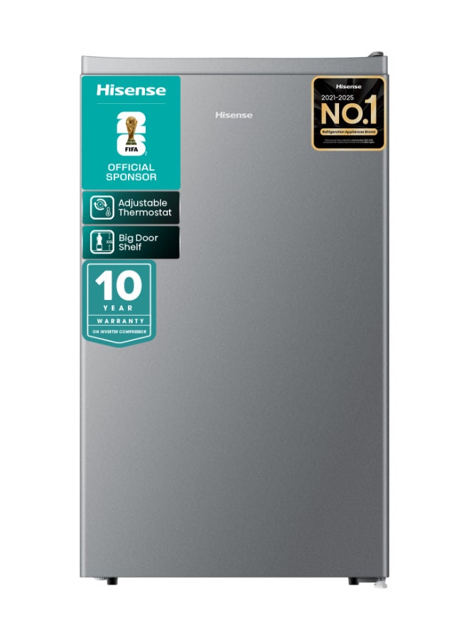 Hisense Gross 122L/Net 93L Single Door Refrigerator Fridge RR122D4ASU, Adjustable Thermostat, Big Door Shelf, Separate Chiller, Reversible Door, Low Noise, Child Lock RR122D4ASU Silver - Image 1