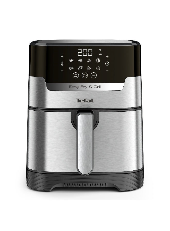 تيفال المقلاة الهوائية | جهاز القلي السهل والشوي الرقمي 2 في 1 |4. القدرة | 1550 واط | الطبخ الصحي | إير فراي + شواية | 8 برامج أوتوماتيكية | درجة حرارة قابلة للتعديل | الموقت | 2 سنة الضمان - Image 1