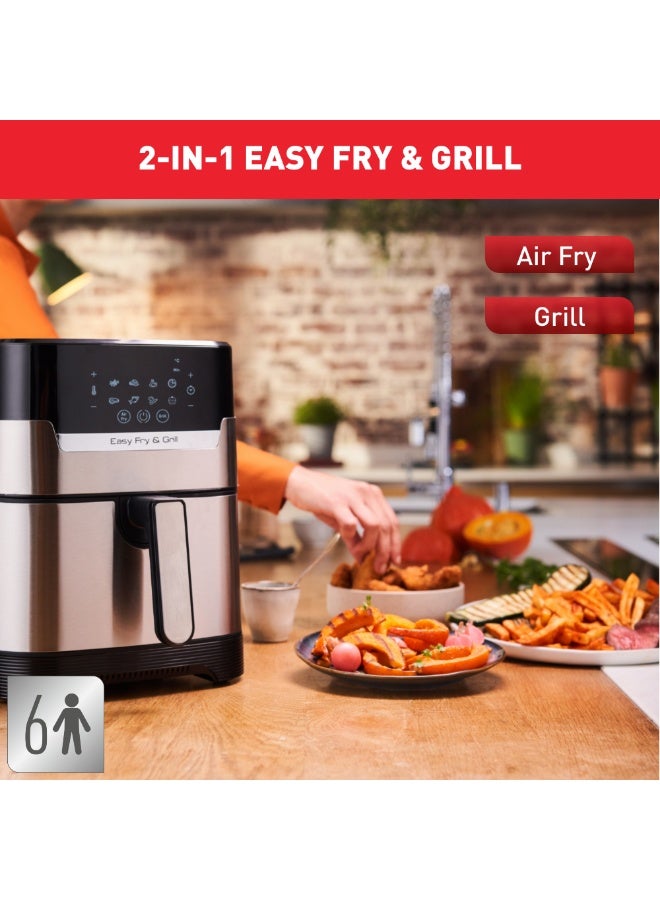 تيفال المقلاة الهوائية | جهاز القلي السهل والشوي الرقمي 2 في 1 |4. القدرة | 1550 واط | الطبخ الصحي | إير فراي + شواية | 8 برامج أوتوماتيكية | درجة حرارة قابلة للتعديل | الموقت | 2 سنة الضمان - Image 3