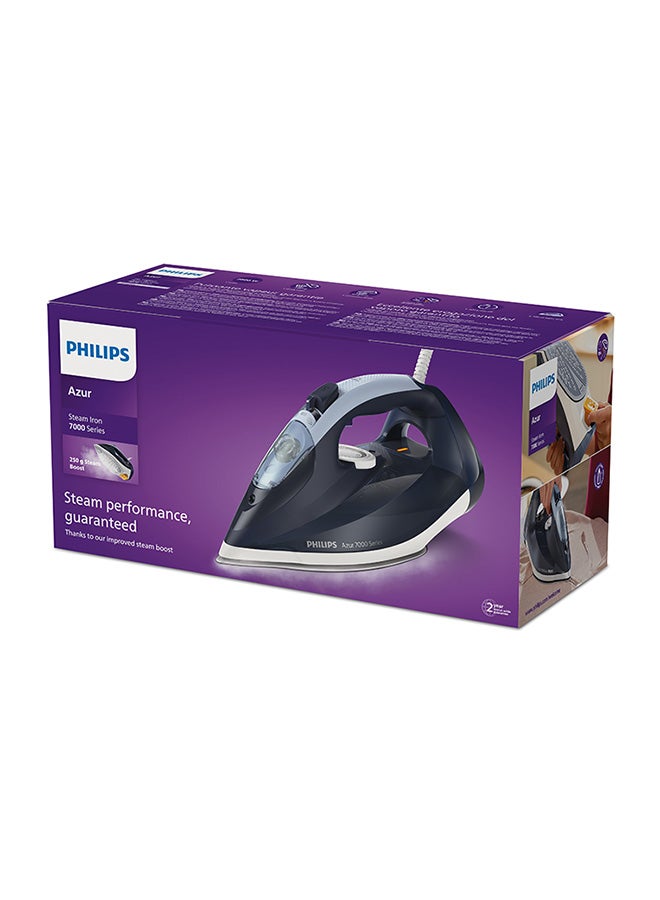 Philips - Steam Iron 7000 Series - 50g/min Continuous Steam, 250g Steam Boost, SteamGlide Plus Soleplate, Auto-Off, Vertical Steam, 2800 W DST7030/26 Dark Blue - Image 1