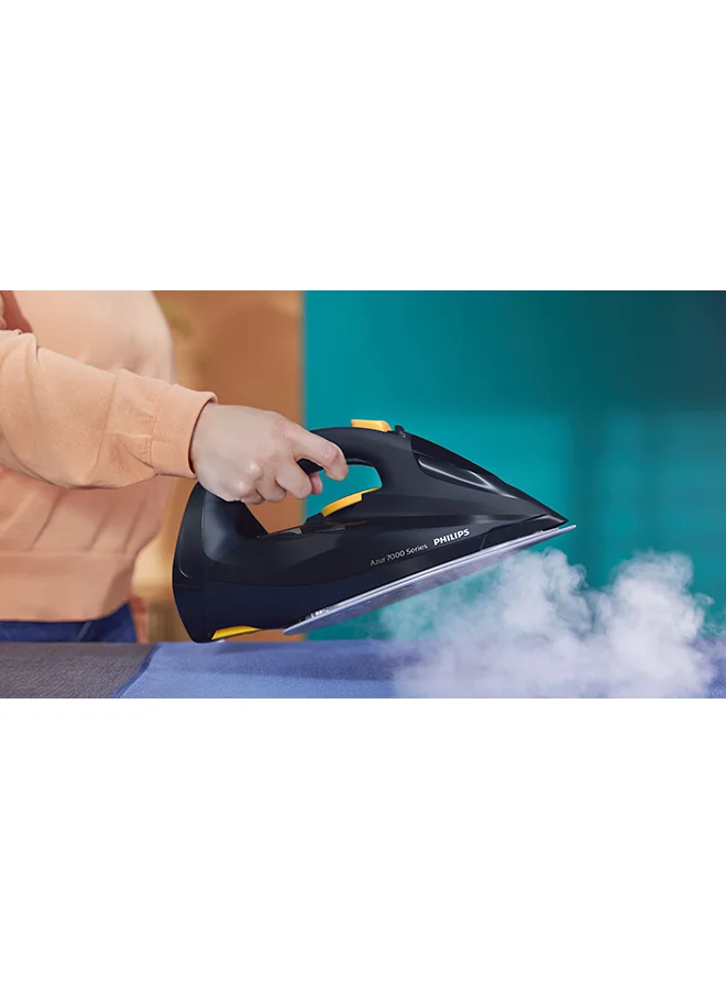 Philips Steam Iron 7000 Series - 55g/min Continuous Steam, 250g Steam Boost, SteamGlide Elite Soleplate, Auto-Off, Vertical Steam, Drip Stop, 3000 W DST7060/26 Blue/Yellow