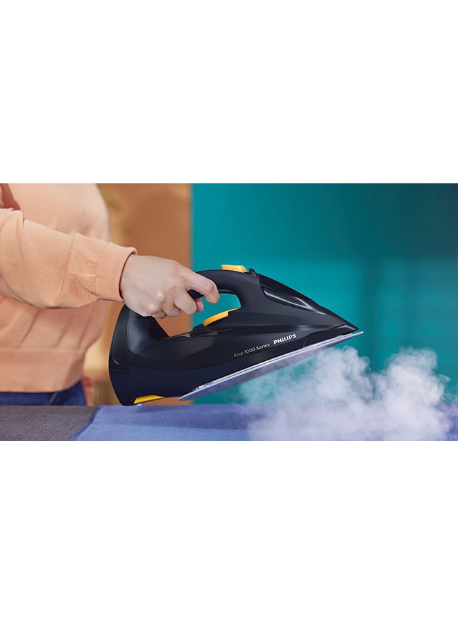 Philips - Steam Iron 7000 Series - 55g/min Continuous Steam, 250g Steam Boost, SteamGlide Elite Soleplate, Auto-Off, Vertical Steam, Drip Stop, 3000 W DST7060/26 Blue/Yellow - Image 1