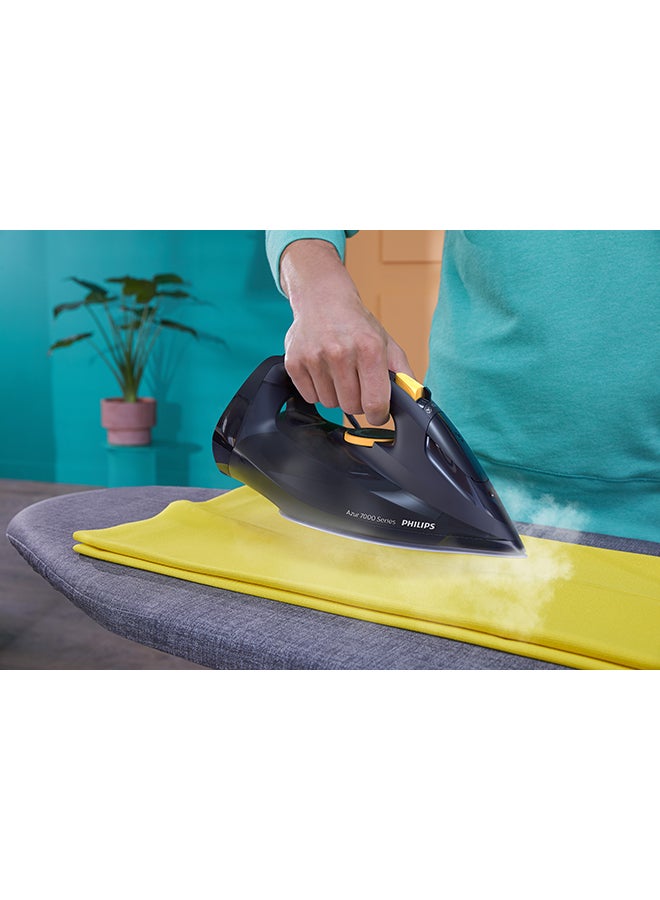 Philips - Steam Iron 7000 Series - 55g/min Continuous Steam, 250g Steam Boost, SteamGlide Elite Soleplate, Auto-Off, Vertical Steam, Drip Stop, 3000 W DST7060/26 Blue/Yellow - Image 1