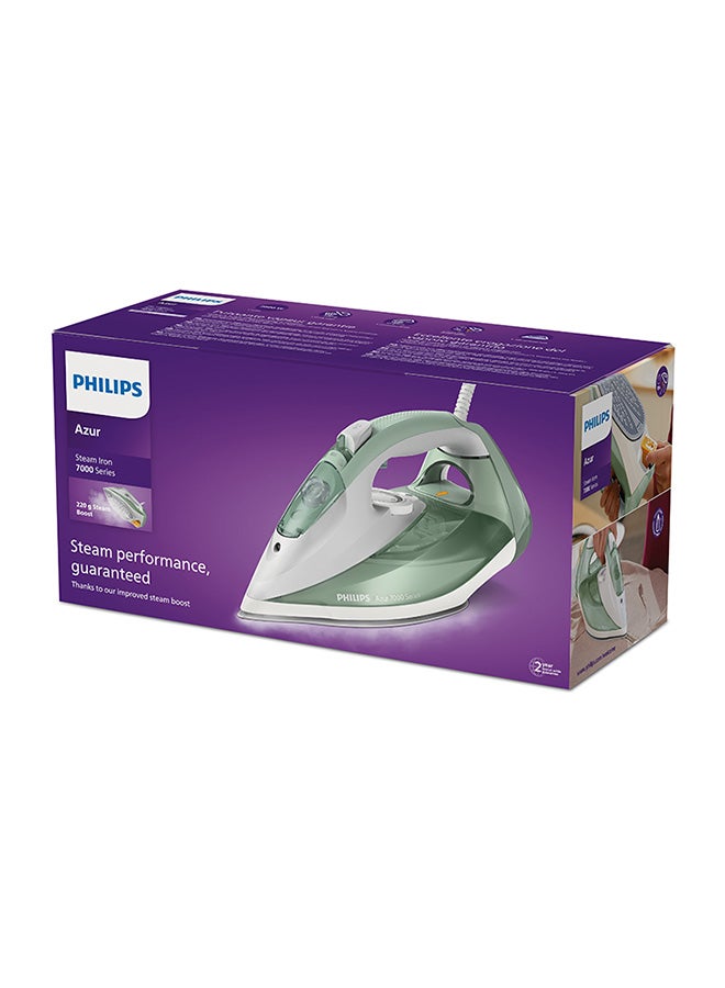 Philips - Steam Iron 7000 Series - 45g/min Continuous Steam, 220g Steam Boost, SteamGlide Plus Soleplate, 300 ml 2600 W DST7012/76 Desert Green/Grey - Image 1