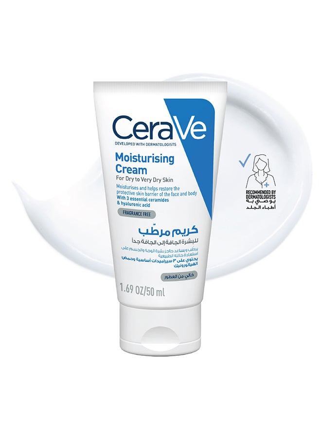 CeraVe Moisturizing Cream for Dry to Very Dry Skin with Hyaluronic Acid 50ml - Image 1