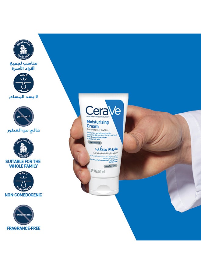 CeraVe Moisturizing Cream for Dry to Very Dry Skin with Hyaluronic Acid 50ml - Image 4