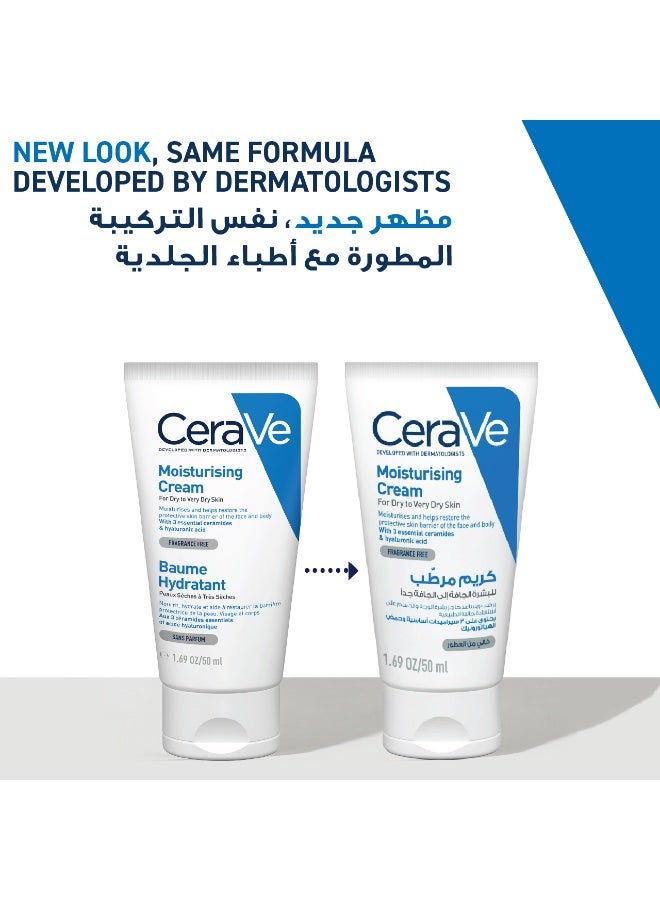 CeraVe Moisturising Cream for Dry to Very Dry Skin 3 Essential Ceramides 50ml 50ml - Image 4