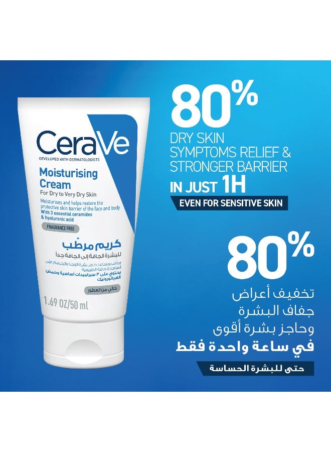 CeraVe Moisturising Cream For Dry To Very Dry Skin 3 Essential Ceramides 50ml - Image 4