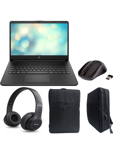 14s (Upgraded Version) Laptop With 14-Inch Display, AMD 3020e Processor/4GB RAM/256GB SSD/AMD Radeon Graphics/Windows 11 With (Upgraded Version) Laptop Bag + Wireless Mouse + Black BT Headphone English Black