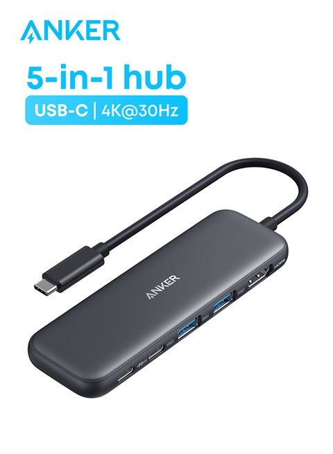 USB C Hub, 332 USB-C Hub (5-in-1) with 4K HDMI Display, 5Gbps Data Port and 2 USB-A Ports for MacBook Pro, Air, Dell XPS, Lenovo Thinkpad, HP Laptops More Black