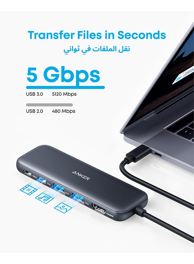 USB C Hub, 332 USB-C Hub (5-in-1) with 4K HDMI Display, 5Gbps Data Port and 2 USB-A Ports for MacBook Pro, Air, Dell XPS, Lenovo Thinkpad, HP Laptops More Black