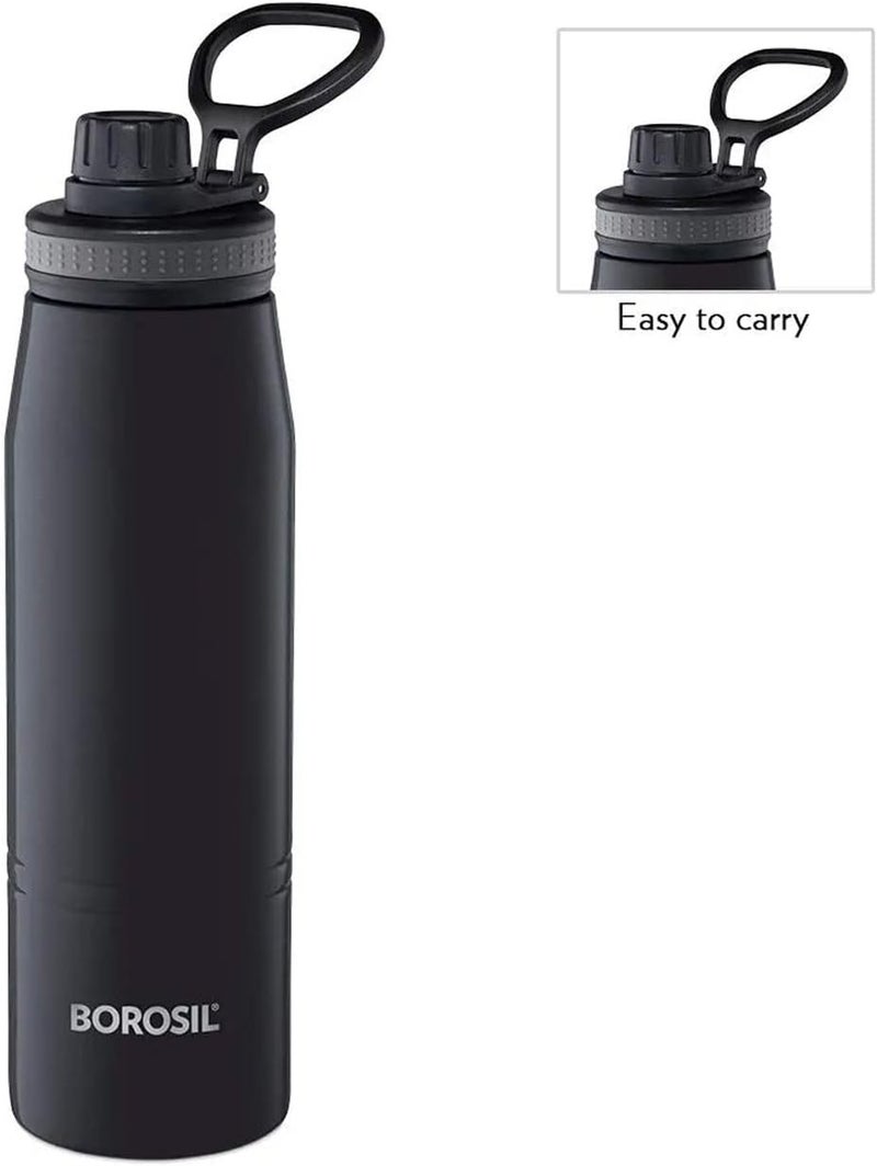 BOROSIL VACUUM INSULATED COPPER COATED INNER HYDRA Water Bottle Black - Image 2