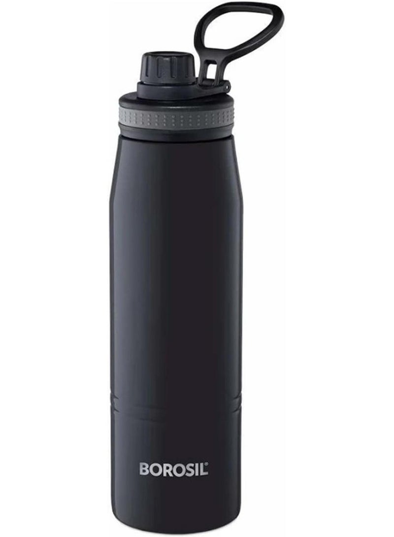 BOROSIL VACUUM INSULATED COPPER COATED INNER HYDRA Water Bottle Black - Image 1