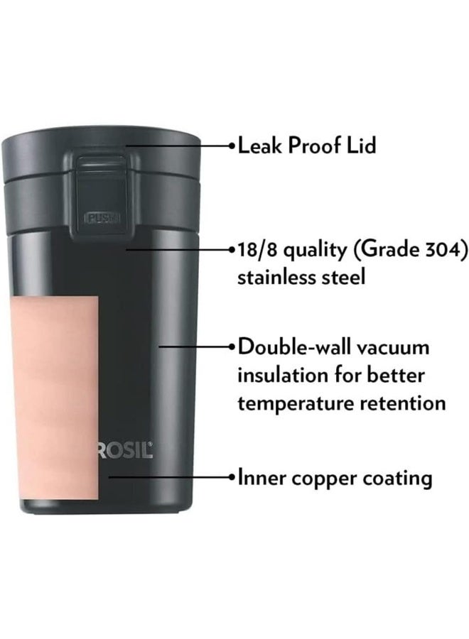 Borosil Coffeemate Insulated Mug, Vacuum Insulated Travel Coffee Mug with Lid, 8 Hours Hot and 14 Hours Cold, 300 ml (Stainless Steel) Black - Image 4