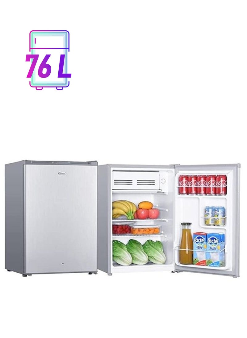 SUPER GENERAL - Mini 90 Liter Gross Volume Compact Refrigerator, Beverage-Fridge With Child Lock, Shelf, Freezer-Box, Reversible Door, 47.5 x 44.5 x 69.5 Cm 239 W SGR-045-HS Silver - Image 1