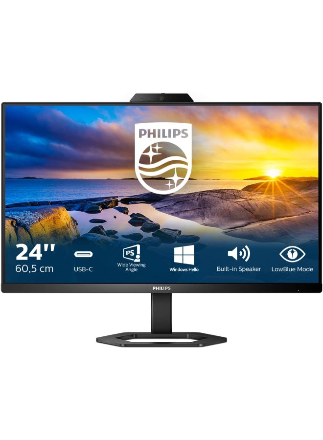 Philips 23.8 Inch 24E1N5300HE IPS Panel FHD Frameless Monitor With 5 MP Windows Hello Webcam 5W Speakers Noise Cancellation Microphone HDMI USB C Display Port USB 3.2x4 Black - Image 1