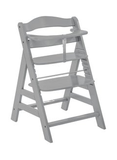 Wooden Highchair Alpha Adjustable For Children From 6 Months Up To 90 Kg 5 - Point Harness Included Usable Birth In Combination With Newborn Set (Not Included) Grey