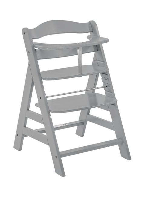 Wooden Highchair Alpha Adjustable For Children From 6 Months Up To 90 Kg 5 - Point Harness Included Usable Birth In Combination With Newborn Set (Not Included) Grey