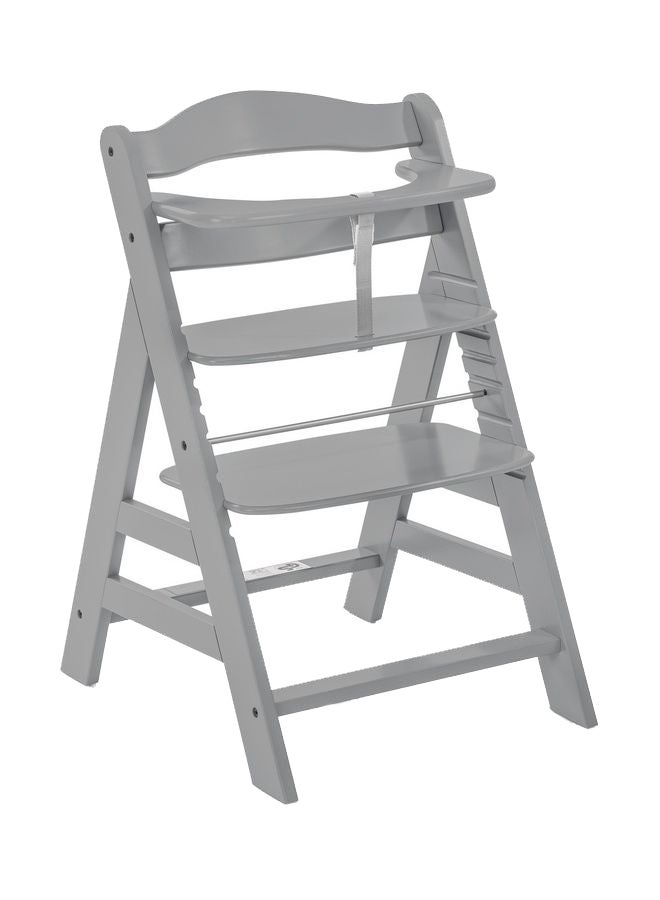 hauck - Wooden Highchair Alpha Adjustable For Children From 6 Months Up To 90 Kg 5 - Point Harness Included Usable Birth In Combination With Newborn Set (Not Included) Grey - Image 1