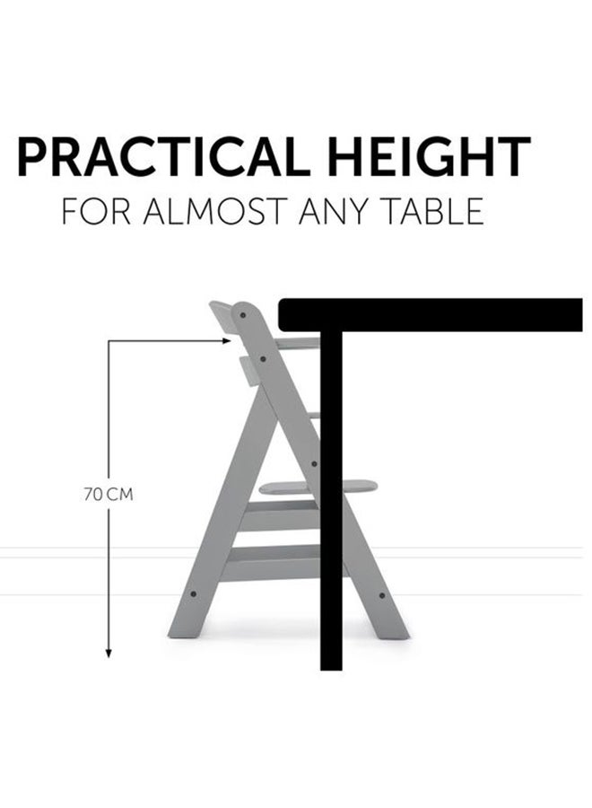 hauck - Wooden Highchair Alpha Adjustable For Children From 6 Months Up To 90 Kg 5 - Point Harness Included Usable Birth In Combination With Newborn Set (Not Included) Grey - Image 1