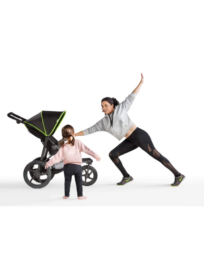 hauck - Runner Black Neon Robust All Terrain Buggy Xl Pneumatic Air Wheels, Jogging And Running Style Pushchair With Raincover - Image 1