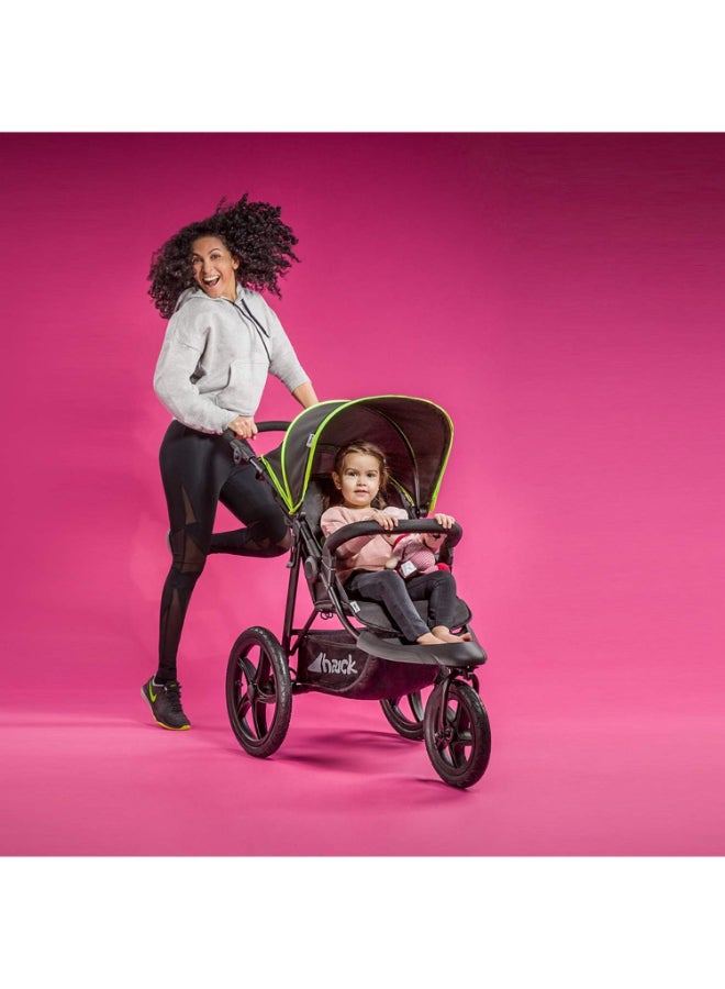 hauck - Runner Black Neon Robust All Terrain Buggy Xl Pneumatic Air Wheels, Jogging And Running Style Pushchair With Raincover - Image 1