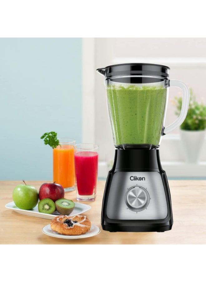 Clikon 3 in 1 High Powered Blender with Transparent Jar, 2 Grinder Mills, Stainless Steel Blades, Safety Switch & 5 Speed Settings with Pulse Function 1.5 L 500 W CK2647 Silver & Black - Image 3