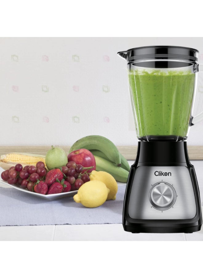 Clikon 3 in 1 High Powered Blender with Transparent Jar, 2 Grinder Mills, Stainless Steel Blades, Safety Switch & 5 Speed Settings with Pulse Function 1.5 L 500 W CK2647 Silver & Black - Image 4