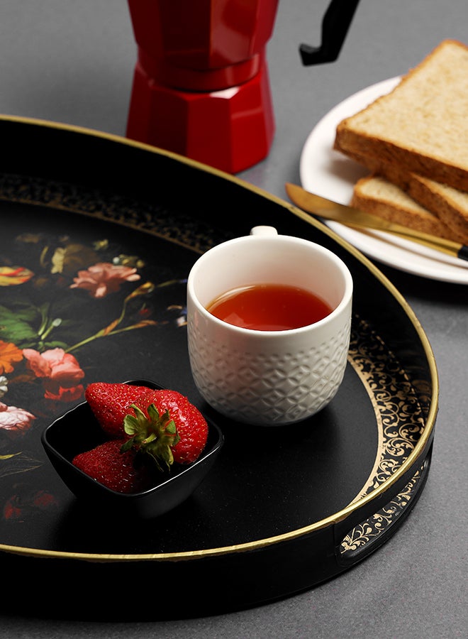 Black Gold Tray 43X30Cm Assorted Design Made In Turkey Black With Red Floral Design/Yellow Design Assorted 42x30cm