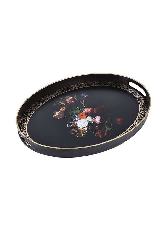 Black Gold Tray 43X30Cm Assorted Design Made In Turkey Black With Red Floral Design/Yellow Design Assorted 42x30cm