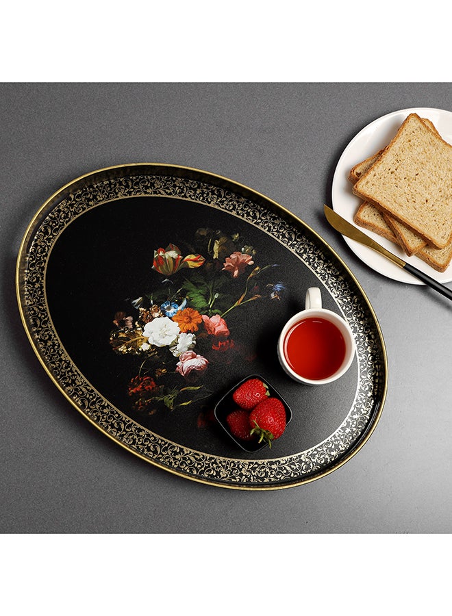 Black Gold Tray 43X30Cm Assorted Design Made In Turkey Black With Red Floral Design/Yellow Design Assorted 42x30cm