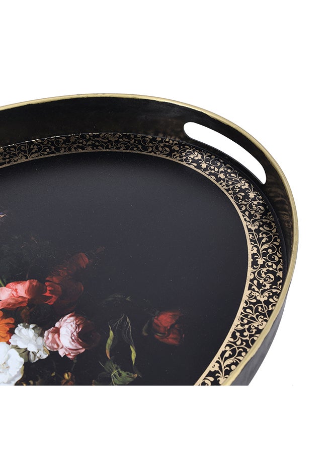 Black Gold Tray 43X30Cm Assorted Design Made In Turkey Black With Red Floral Design/Yellow Design Assorted 42x30cm