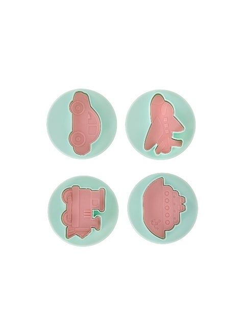 Toy Shaped Cookie Cutters, 4pcs ABS Mould, RF10971 | Cookie Cutter with Handle | 3D Design Cookie Mould | Baking Tools for Kitchen | Kids Cookie Cutter Blue/Pink