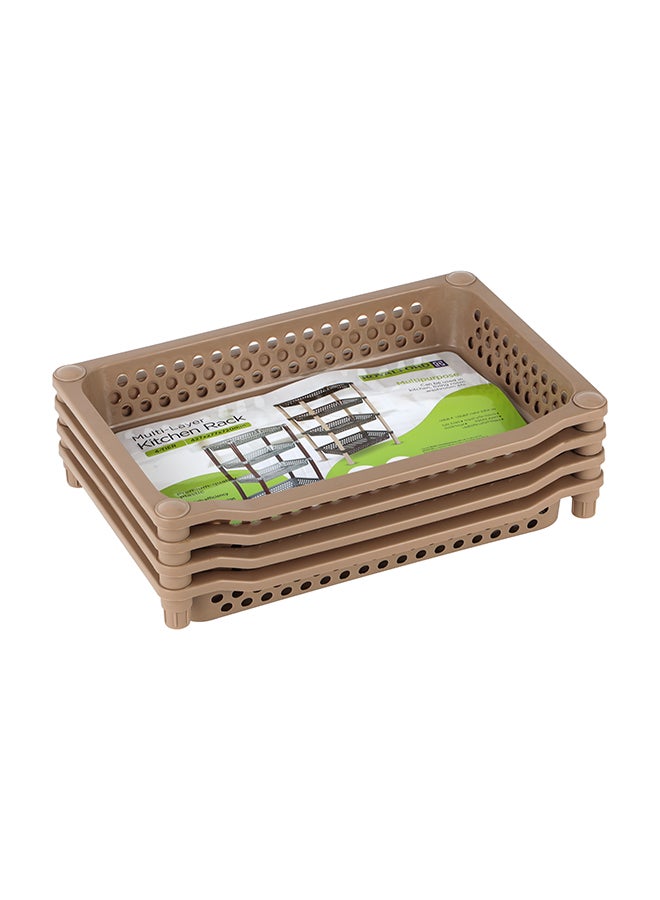 Royalford - 4-Tier Multi-Layer Kitchen Rack Plastic Multi-Purpose Storage Rack For Fruits And Vegetables Assorted Colour 427x277x720mm - Image 1