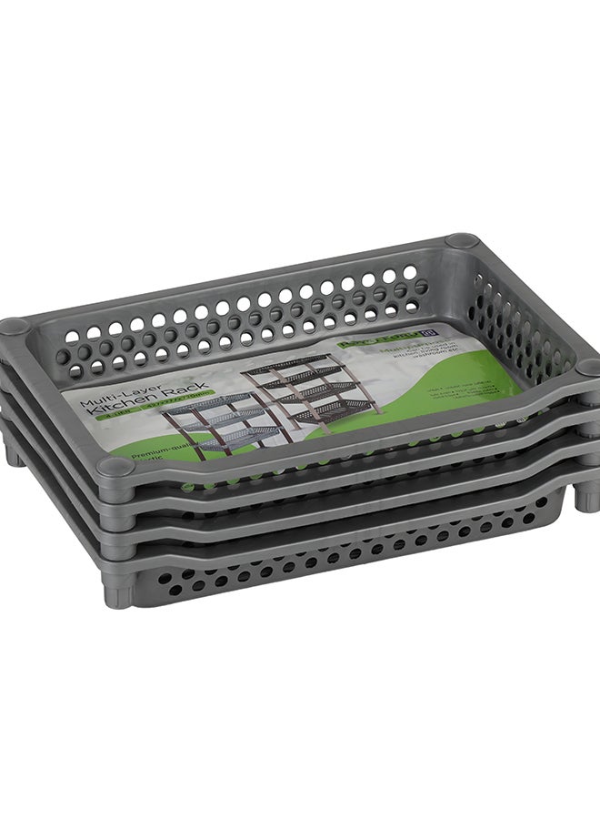 Royalford - 4-Tier Multi-Layer Kitchen Rack Plastic Multi-Purpose Storage Rack For Fruits And Vegetables Assorted Colour 427x277x720mm - Image 1