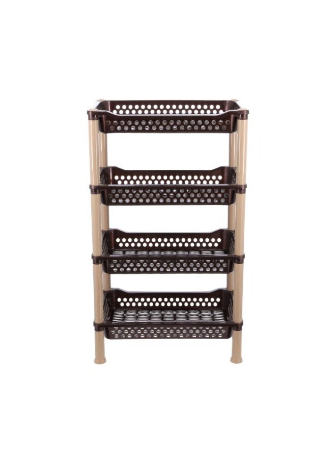 Royalford - 4-Tier Multi-Layer Kitchen Rack Plastic Multi-Purpose Storage Rack For Fruits And Vegetables Assorted Colour 427x277x720mm - Image 1