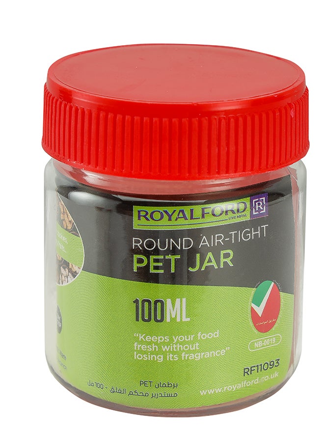 Royalford - 100 ML Round Airtight PET Jar- RF11222 Set of 6 Storage Containers Transparent Jar for Pulses Cereals and Spices Assorted Colors 100ml - Image 1