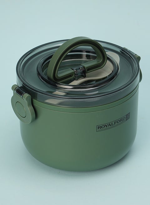 Single Layer Round Lunch Box Stainless Steel Inner Assorted Food Storage Container with Individual Compartments Durable Leak-Proof Eco-Friendly Green 16x2.8x4cm