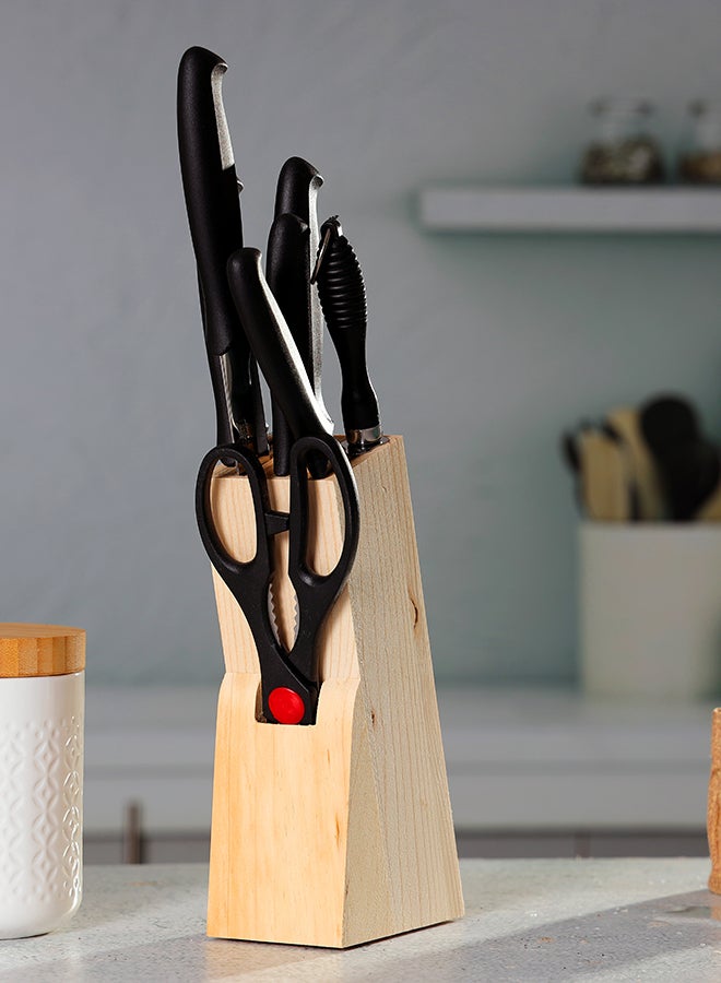 رويال فورد طقم سكاكين مطبخ مكون من 8 قطع مع كتلة خشبية، مقص متعدد الأغراض RF10229، مبراة سكاكين، مجموعة مطبخ الكل في 1 للتقطيع والتقطيع والتقطيع والتقطيع - Image 2