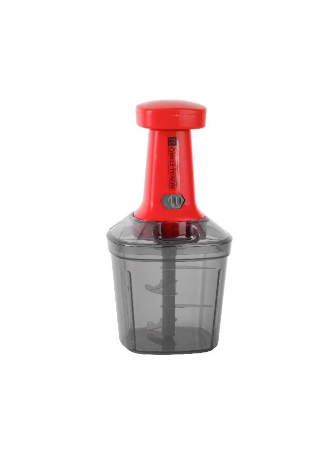 Royalford Push Chopper 6-Tier Ss Blade Set Fast And Effective Chopping Container Large Capacity Assorted 1000ml  - Image 1