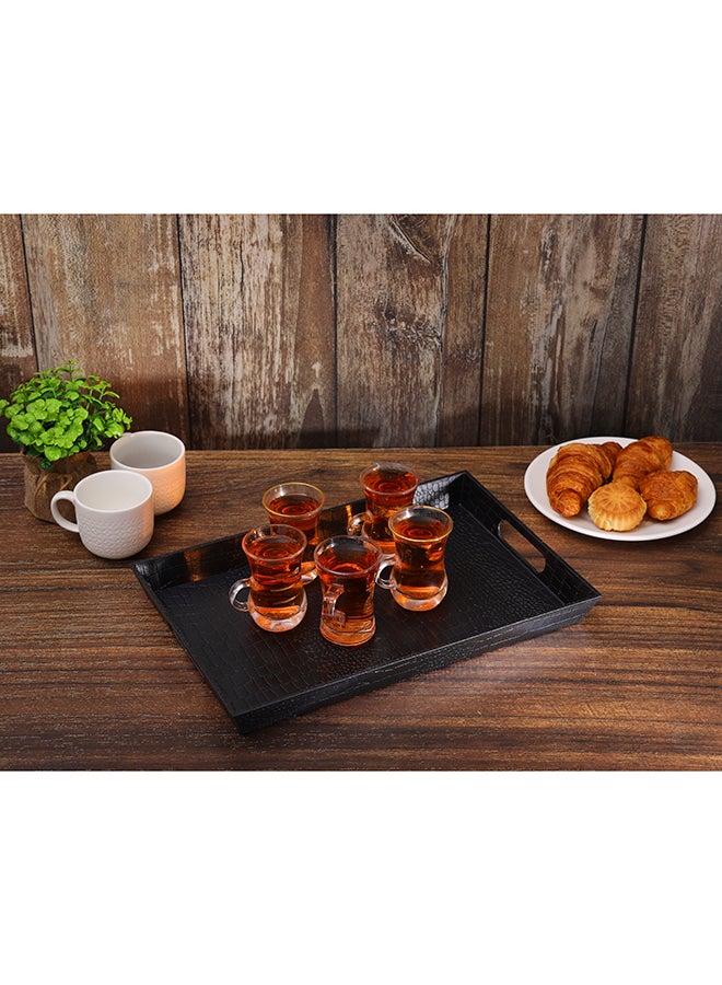 Royalford Rectangular Leather Design Serving Tray Breakfast Cereal Dessert Serving Tray Ideal for Home & Restaurant Elegant & Beautiful Sleek Design Easy to Clean Assorted Colors 44x29x4.5cm  - Image 5
