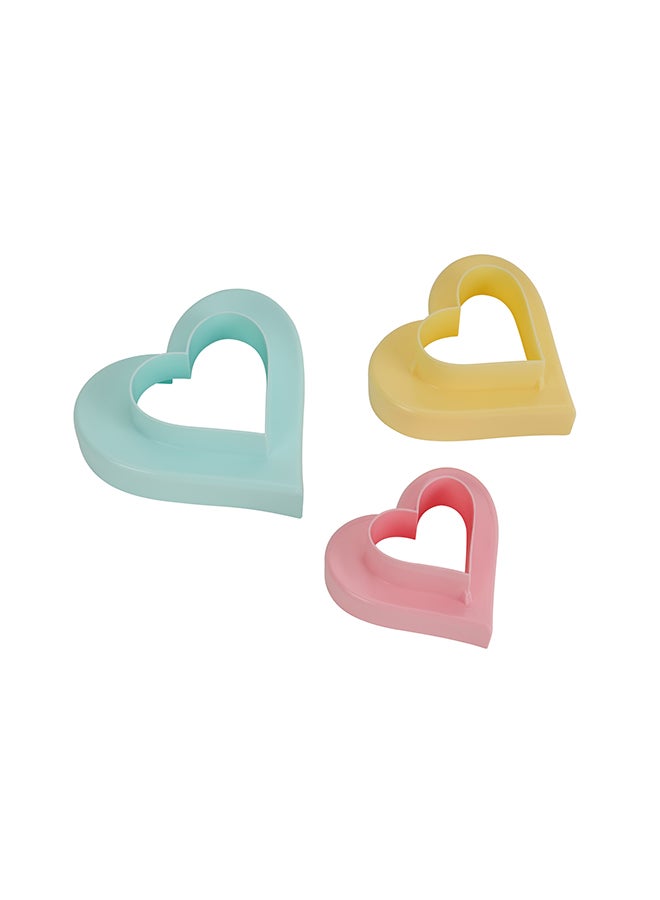 Royalford - 3-Piece Heart Shaped Double Side Cookie Cutter, Bpa Free & Odor Free Multicolour 10x10x4cm - Image 1