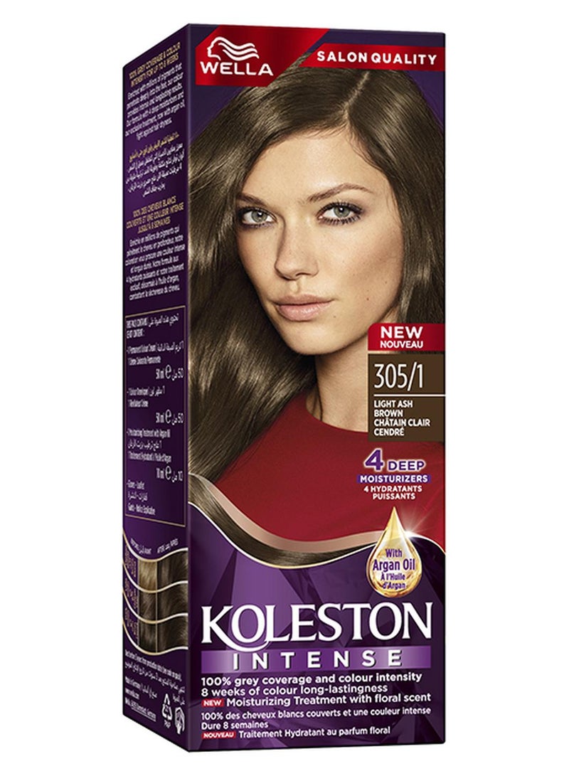 WELLA Koleston Intense Hair Color 305/1 Light Ash Brown - Image 1