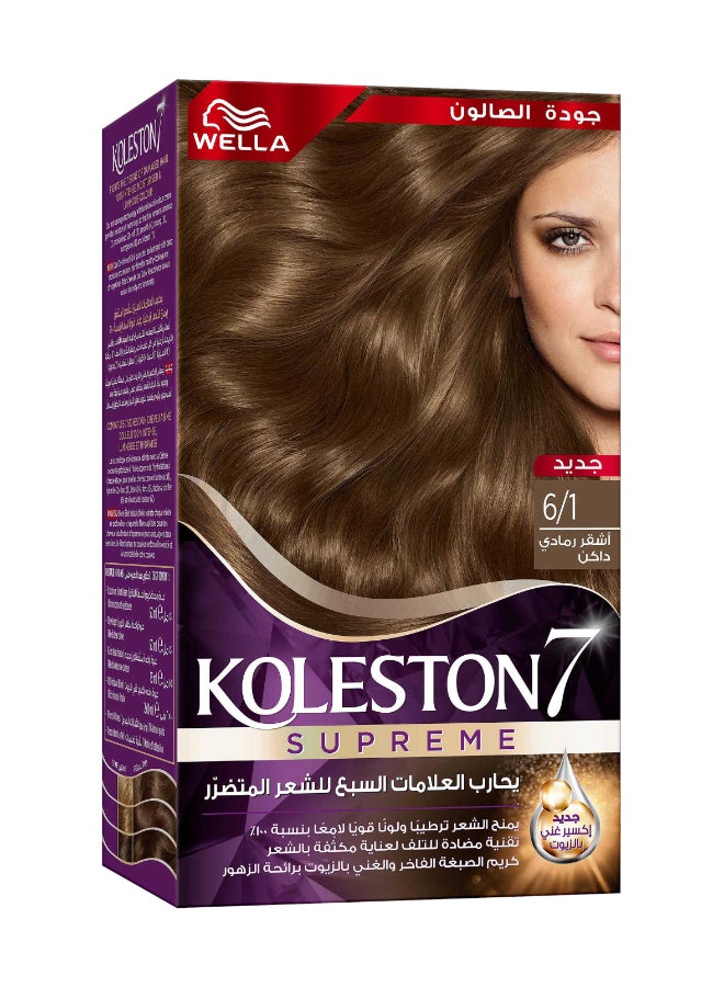 WELLA Koleston Supreme Hair Color 6/1 Dark Ash Blonde  - Image 3