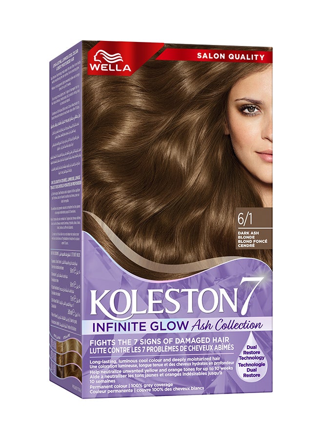 WELLA Koleston Supreme Hair Color 6/1 Dark Ash Blonde  - Image 2