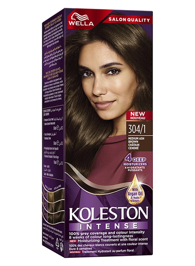WELLA Koleston Intense Hair Color 304/1 Medium Ash Brown - Image 1