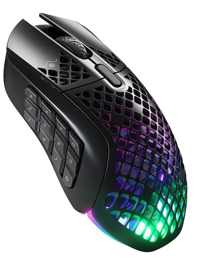 ستيل سيريز فأرة الألعاب اللاسلكية Steelseries Aerox 9 خفيفة الوزن للغاية Mmo/Moba 89G 18 زر قابل للبرمجة بلوتوث/2.4 جيجا هرتز Ip54 مقاومة للماء بطارية 180 ساعة، أسود  - Image 1