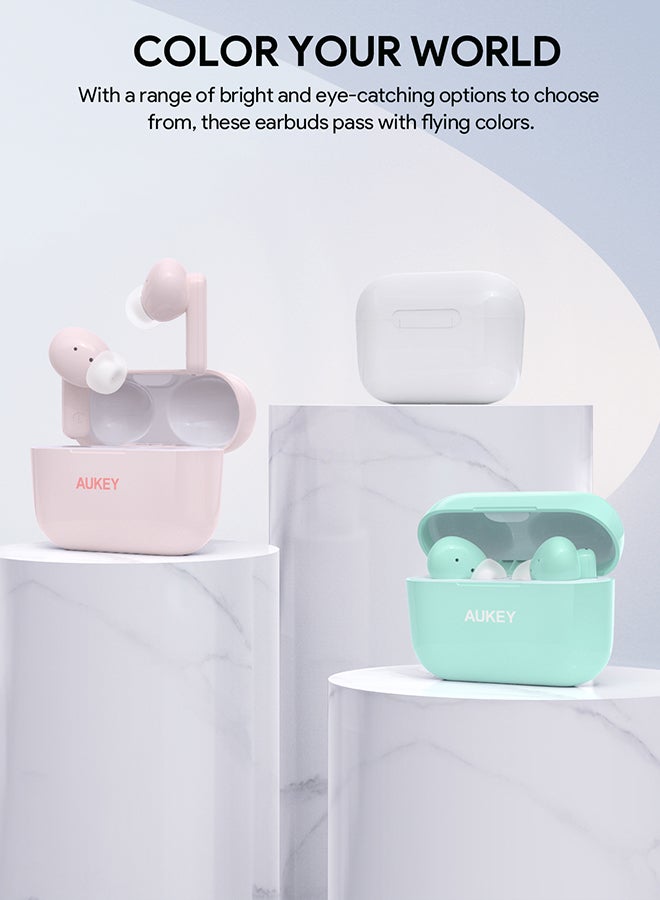 Aukey - True Wireless Earbuds، BT5.4, IPX5 Waterproof, 25 Hours battery Life, 3.6g Weight, EP-M1S White - Image 1