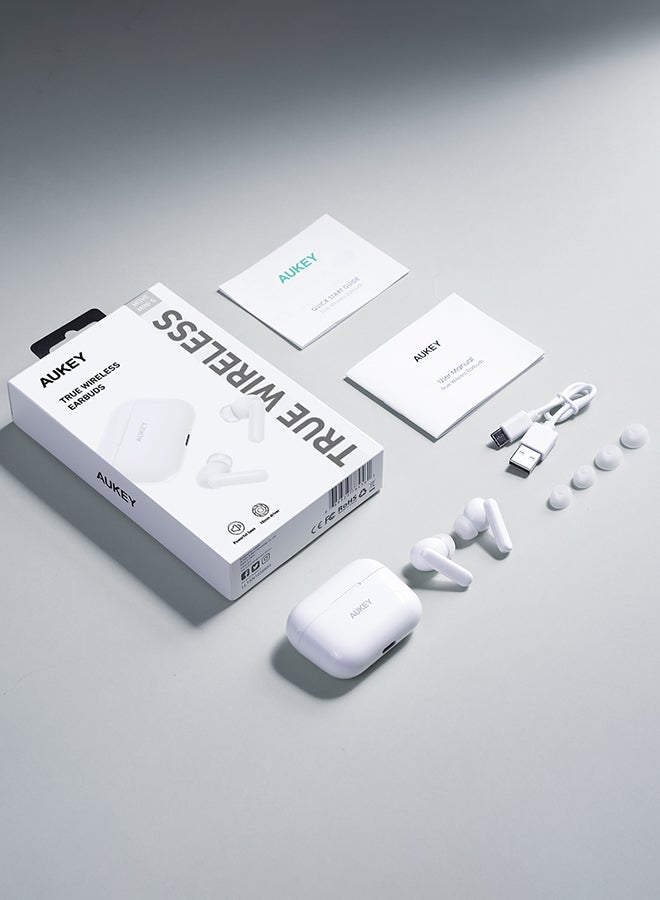 Aukey - True Wireless Earbuds، BT5.4, IPX5 Waterproof, 25 Hours battery Life, 3.6g Weight, EP-M1S White - Image 1