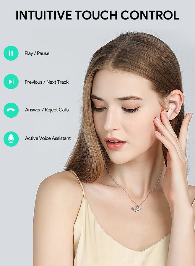 Aukey - True Wireless Earbuds، BT5.4, IPX5 Waterproof, 25 Hours battery Life, 3.6g Weight, EP-M1S White - Image 1